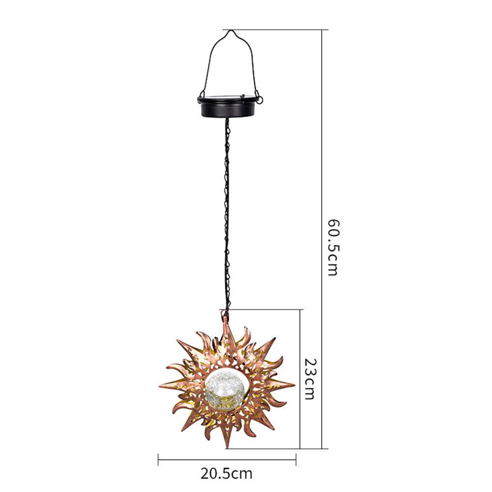Solar Lights Sun Cracked Glass Lantern- Sun