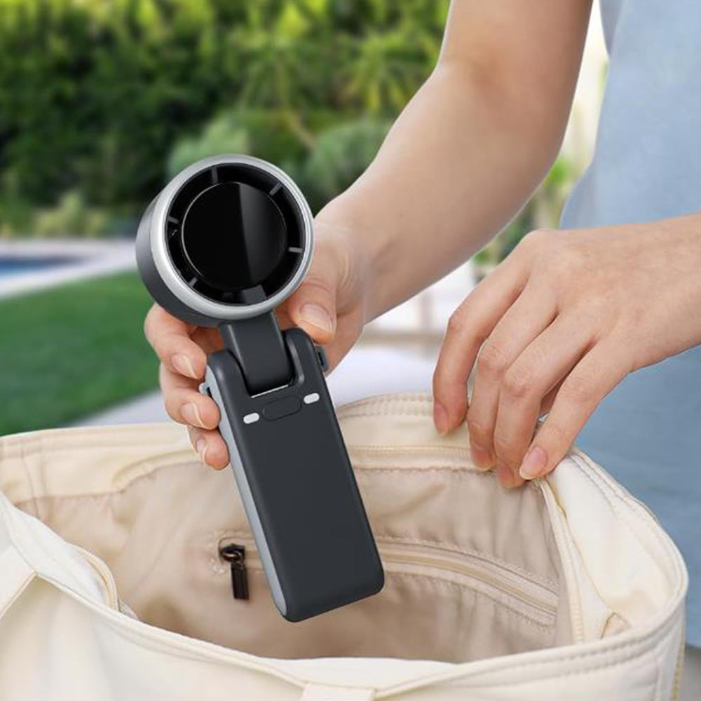 3-in-1 Rechargeable Mini Turbo Fan Portable 5-Gear Wind Handheld Cooling Fan for Outdoor Activities Travel Working Black