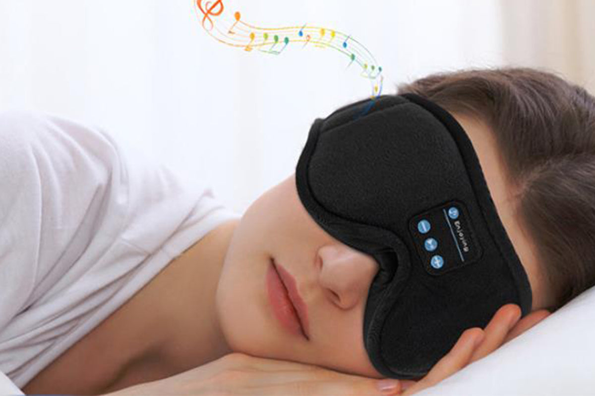Bluetooth Sleep Headphones Wireless 3D Sleep Mask Bluetooth 5.0 Music Eye Mask with Ultra-Thin Stereo Speaker-Black