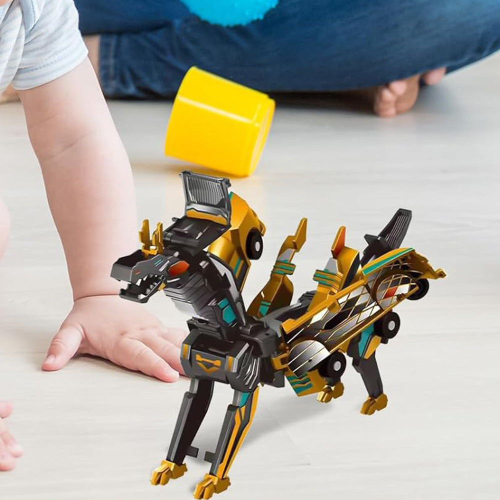 Collision Dinosaur Car Toy Magnetized Vehicles Transform into Dinosaurs for Kids Gold