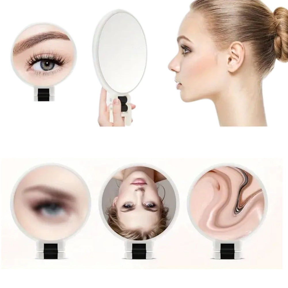 Foldable Double-sided Makeup Mirror 1X 30X Magnifying Mirror with Adjustable Stand White