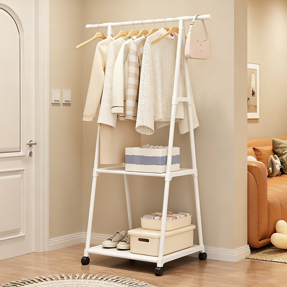 Free Standing Clothes Rack with Wheels and Shelf-Black
