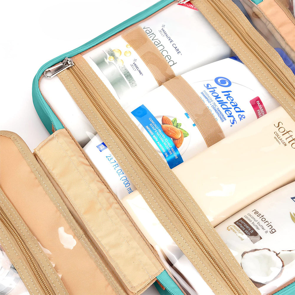 Travel Hanging Toiletry Bag Makeup Bag Packing Organizers with Jewelry Storage Compartment Blue