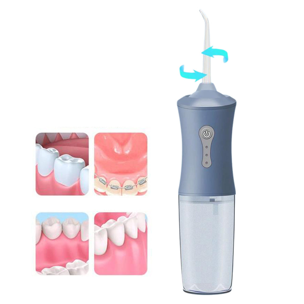 Cordless Water Flosser Portable 3-Mode Teeth Cleaner Rechargeable Oral Irrigator with 4 Jets Blue