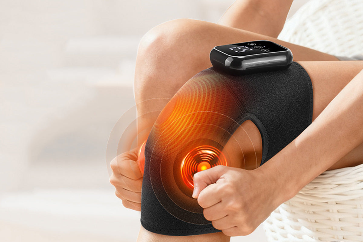 Knee Massager with Heat Vibration Electric Heated Knee Brace with 3 Heat Levels