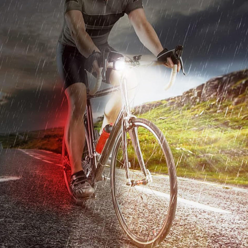 Water Resistant Front and Back Bike Lights for Night Riding USB Rechargeable Bicycle Headlight and Tail Light Set