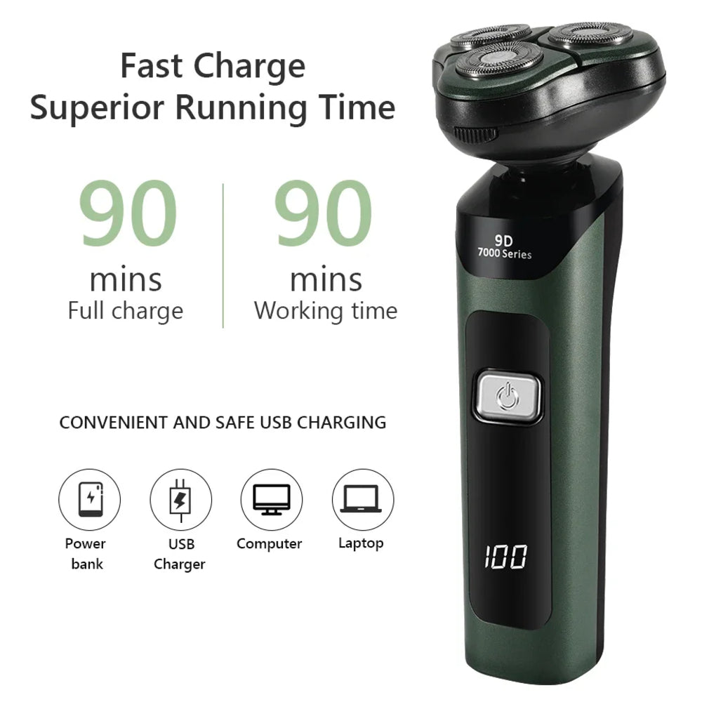 4-in-1 Electric Razor USB Rechargeable Rotary Shaver for Men