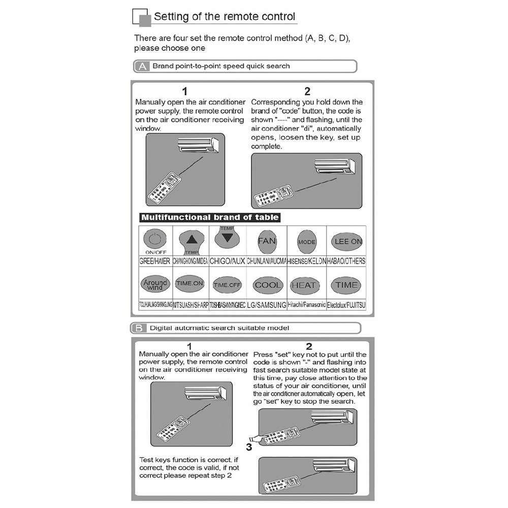 Universal Air Conditioning Remote Control