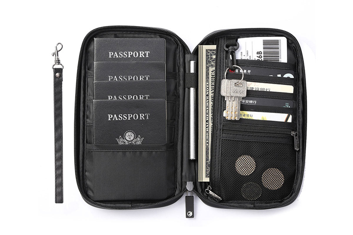 Travel Wallet and Family Passport Holder RFID Blocking Document Organizer-Black