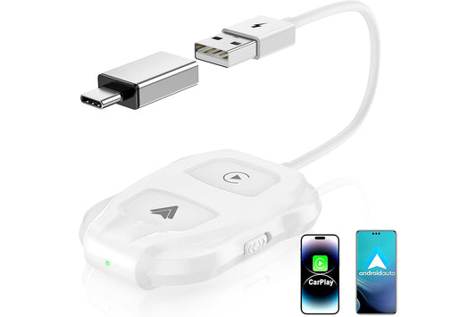 2 in1 Wireless Carplay Adapter USB Type-C Bluetooth Dongle for iPhone Android Auto -White