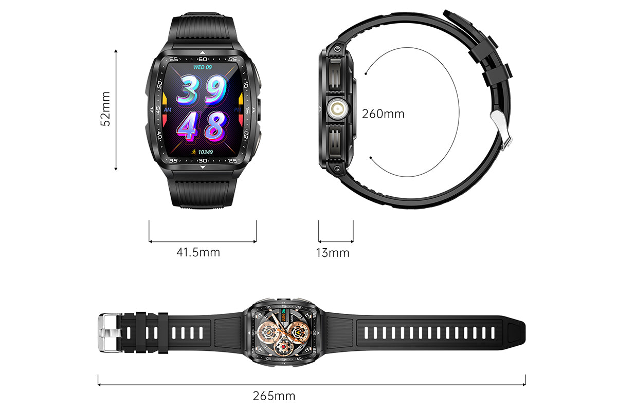 Military Smart Watch for Men Heart Rate Sleep Monitor IPX8 Waterproof for Android iOS -Black and White