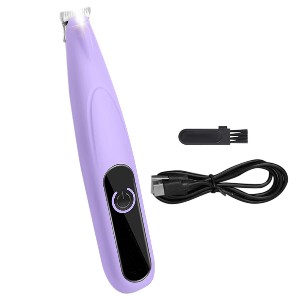 Cordless Pet Paw Trimmer with LED Light Rechargeable Grooming Tool for Dog Cat Purple