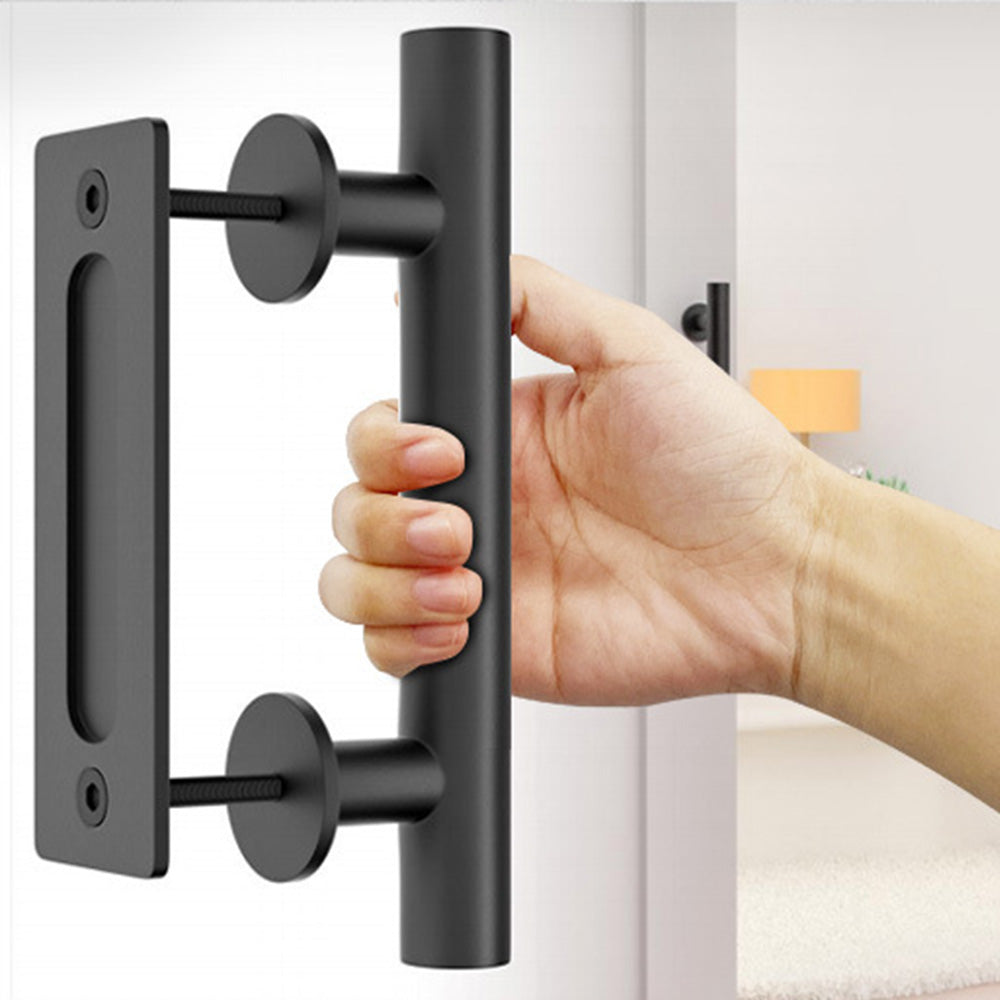 Sliding Door Handle Set for Wooden Door Pull and Flush Door Handle for Closet Barn