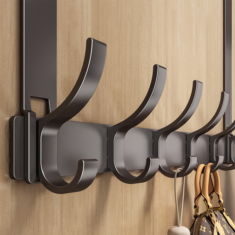 Over The Door Hooks Sturdy Door Hanger with 6 Hooks for Bathroom Bedroom-Grey