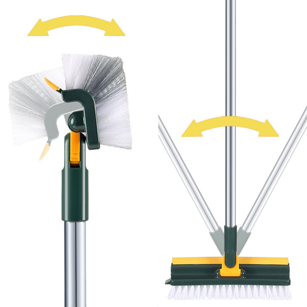 3-in-1 Multifunctional Scrape Cleaning Brush Rotating Corner Floor Scrub Brush with Long Handle Green