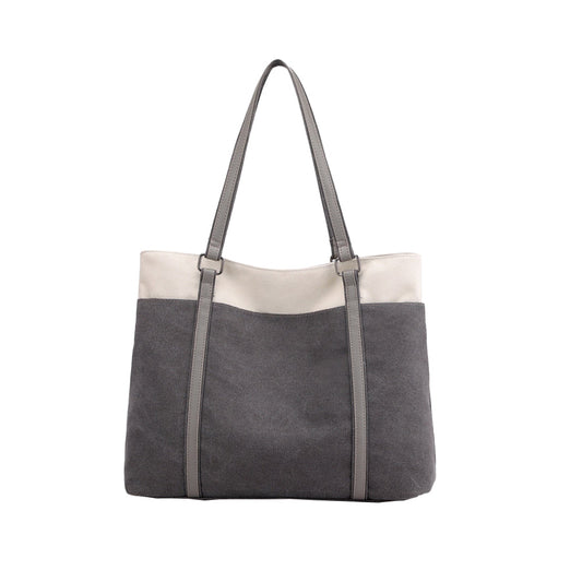 Women Tote Bag for Work Travel Canvas Laptop Handbag Shoulder Bag Gray