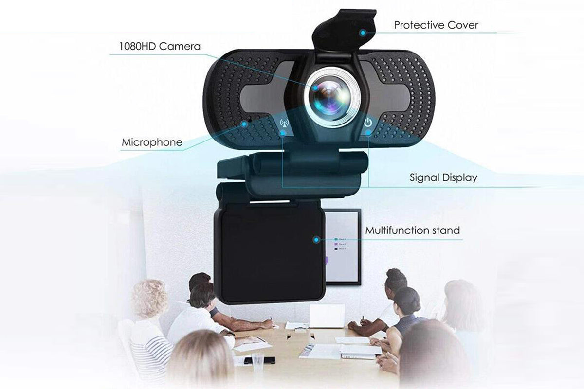 1080P HD Webcam with Microphone Privacy Cover USB Webcam for Zoom Skype Teams
