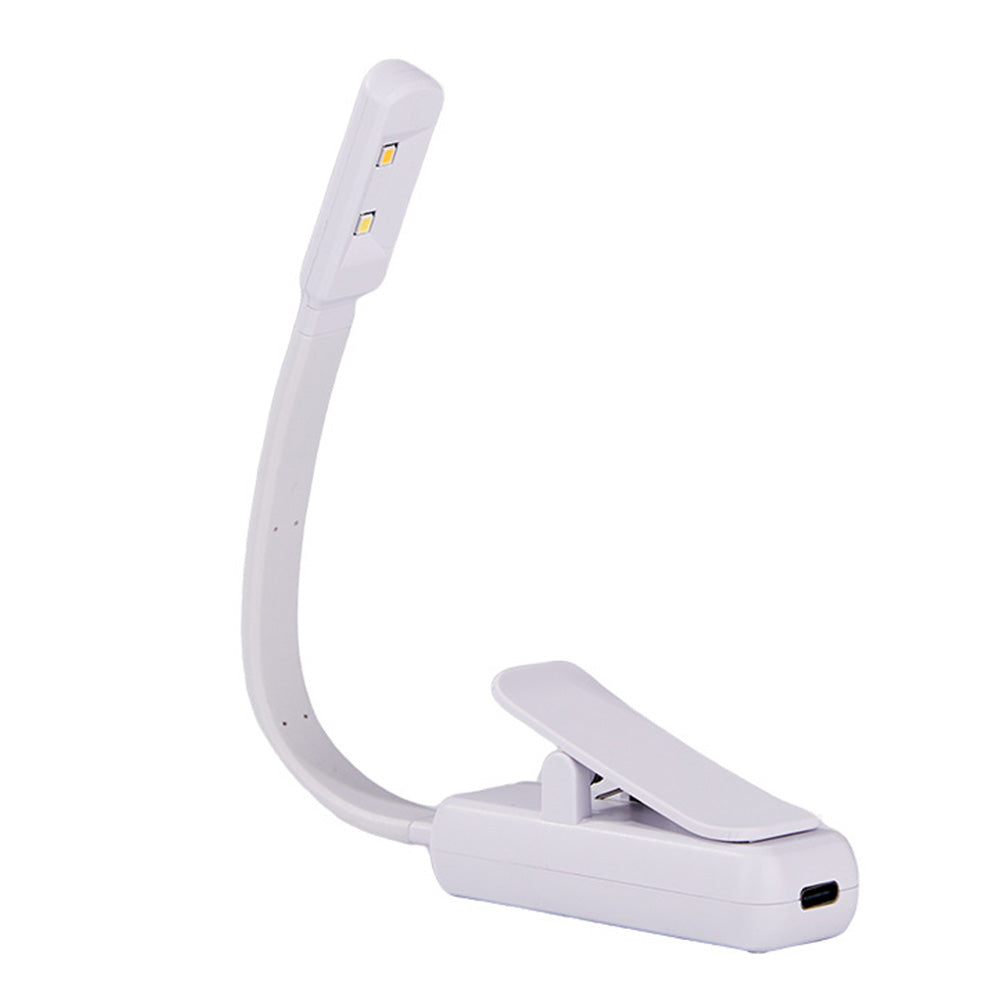 3 Modes Brightness Adjustable Clip-On Reading Lamp Flexible Rechargeable LED Book Light White
