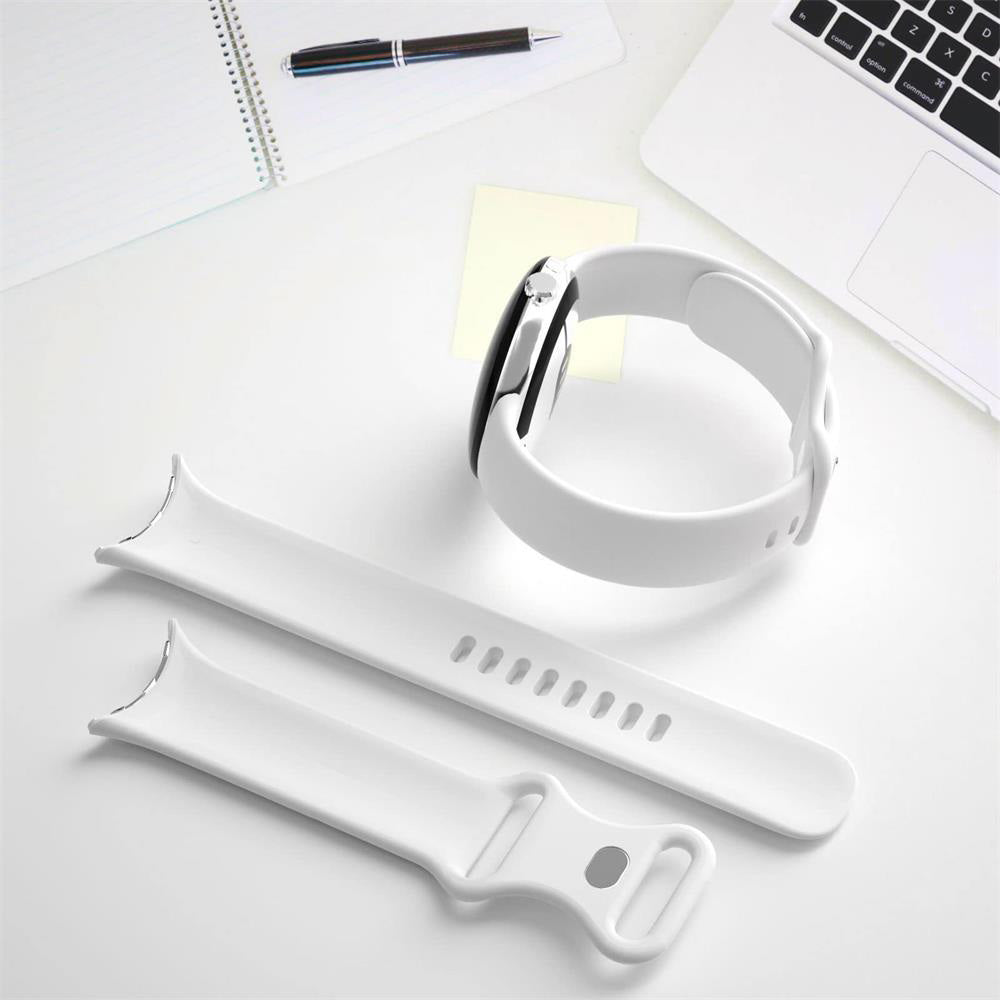 For Google Pixel Watch 1 / 2 Soft Replacement Strap Silicone Sport Watch Band White