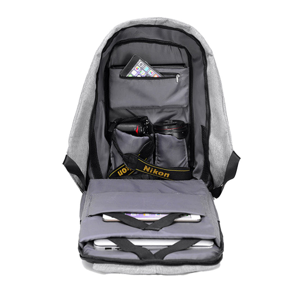 Anti-Theft Backpack School Travel Laptop Bag with USB Charging Port Gray
