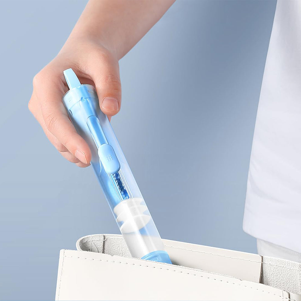 2Pcs Travel Toothbrush with Built-in Toothpaste Container Kit Foldable Toothbrush for Camping Trip
