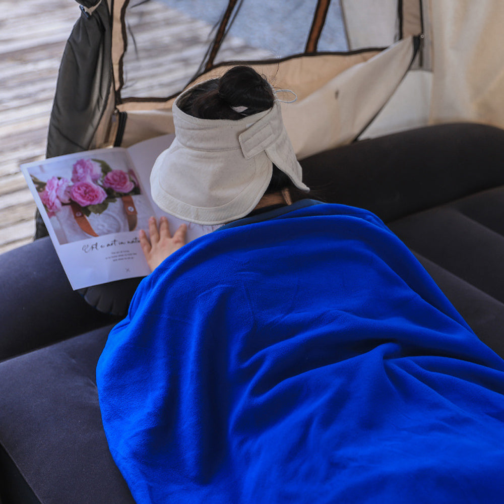 Fleece Single Sleeping Bag Liner Camping Blanket Travel Sheets for Hotel Camping Blue