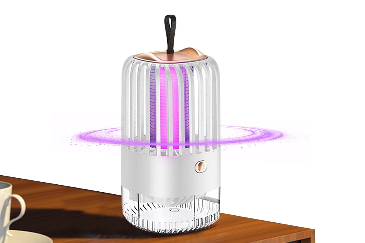 USB Rechargeable UV Light Mosquito Killer Portable Fly Zapper With Hanging Hoop-White