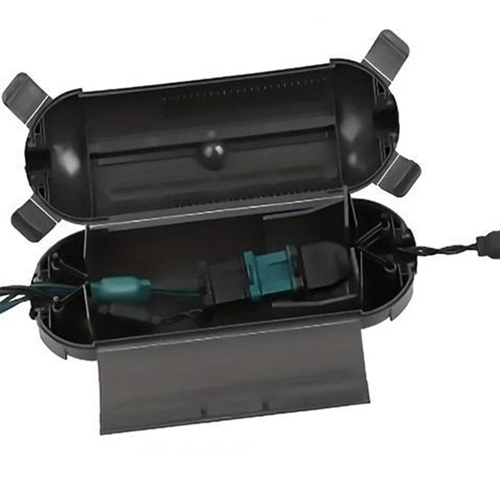 Outdoor Extension Cord Connector Cover with Latches Waterproof Cable Protection Box Black