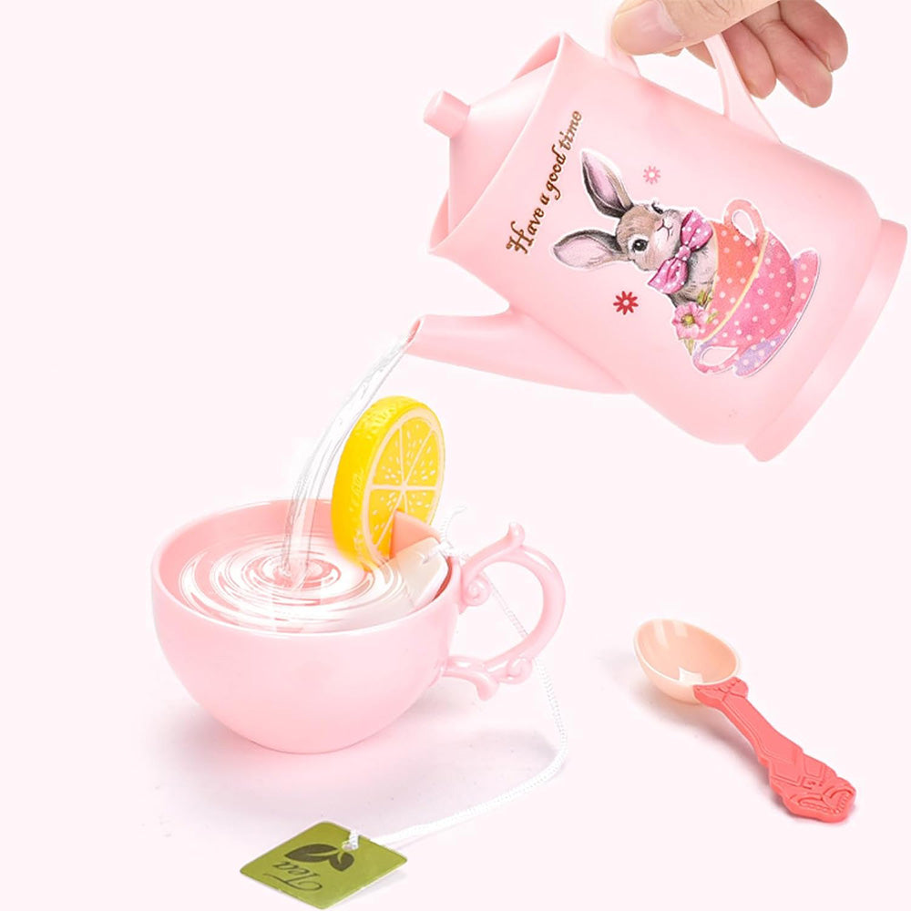 Kids Pretend Tea Party Set with Dessert & Carrying Case Style 2