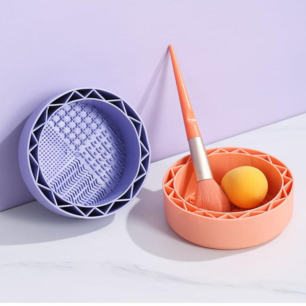 2Pcs 3 in-1 Makeup Brush Cleaner Sillicone Cleaning Bowl