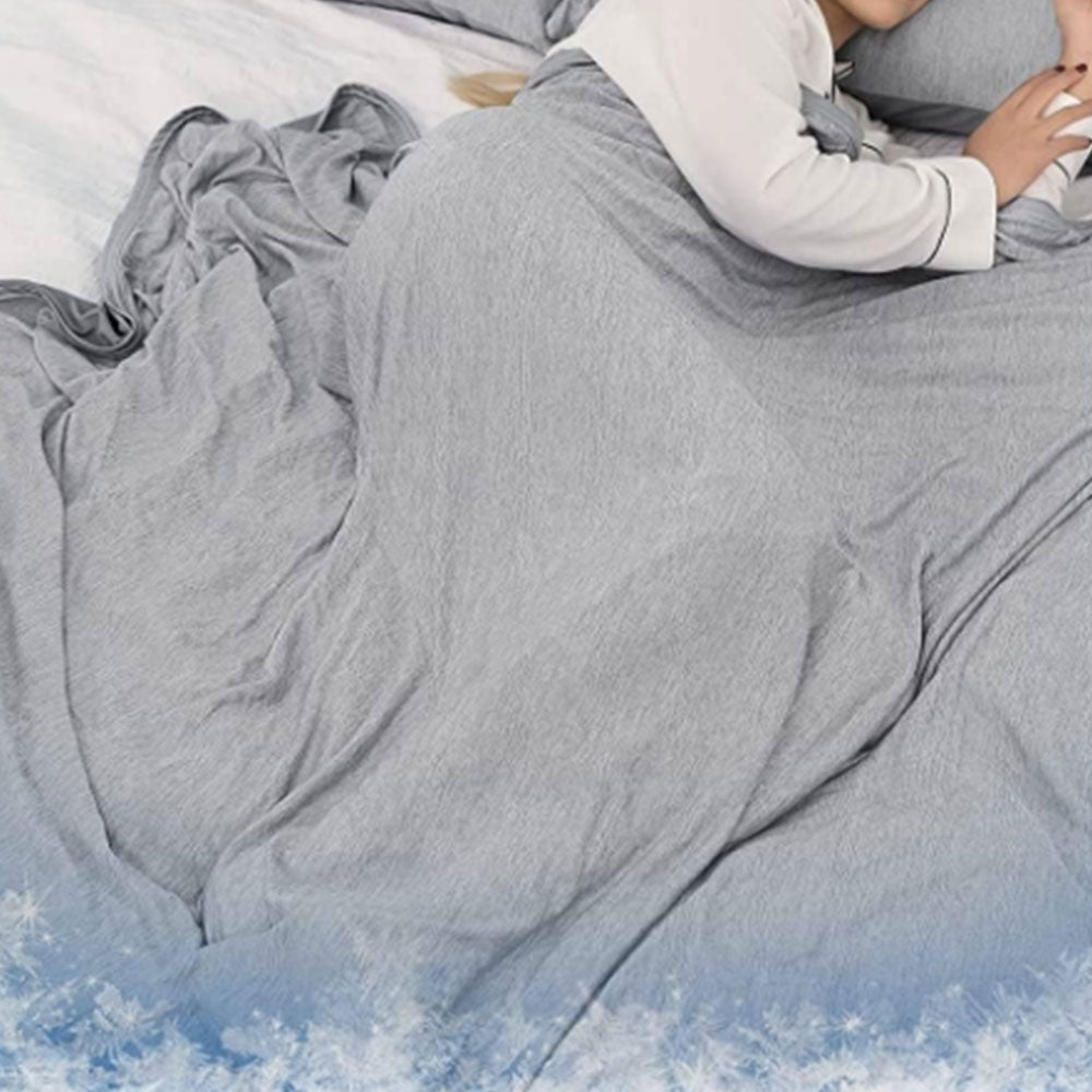 Double Side Cooling Blanket Soft Breathable Summer Blanket for Hot Sleepers Night Sweats Grey