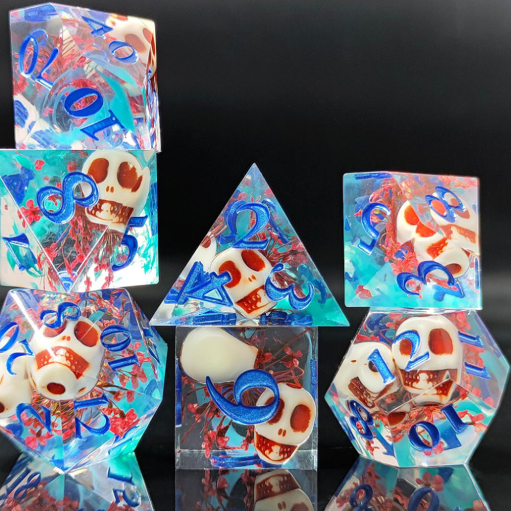 7Pcs Set DND Dice Resin Dice Table Games Accessories Style 2