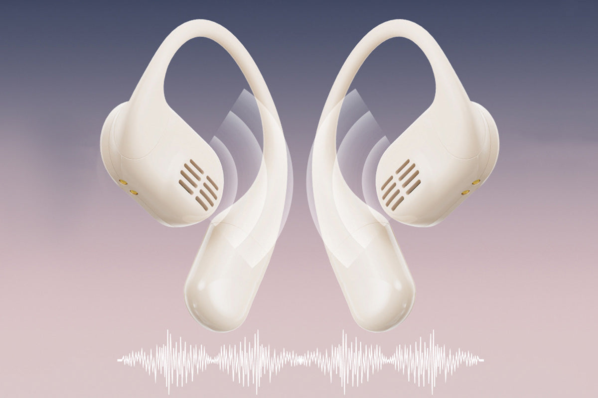 Open Ear Earbuds Bluetooth 5.3 Wireless Headphones IPX5 Waterproof for Sports-Beige