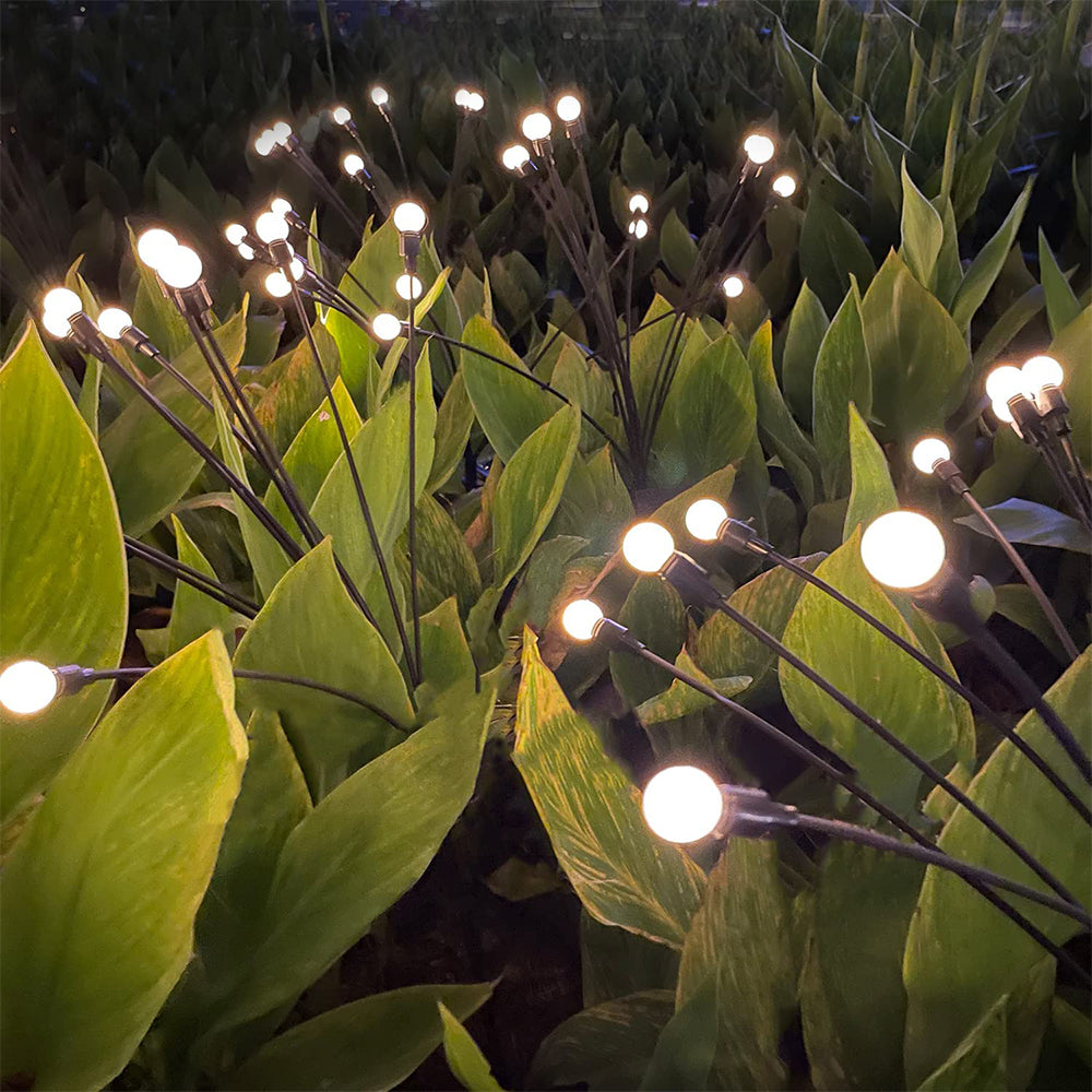 Solar Garden Lights 2Pcs 10LED Solar Powered Firefly Light Ground Patio Stake Walkway Lamp Outdoor Garden Decor -Yellow