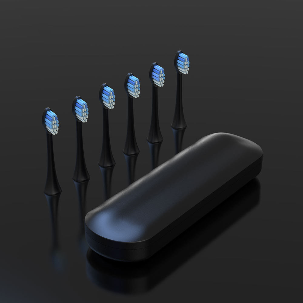 5-Mode Electric Toothbrush with Timer Travel Sonic Toothbrush with 6 Replacement Heads Black
