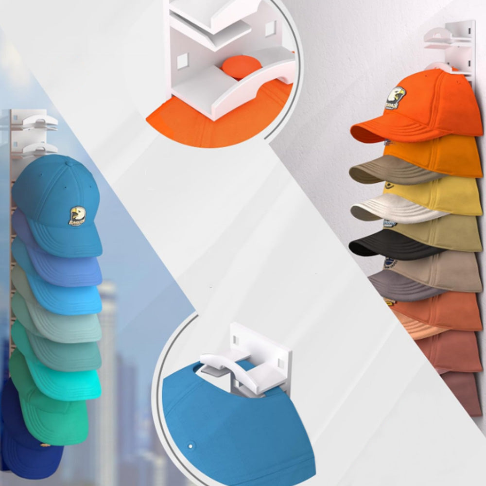 Wall Mounted Baseball Hat Organizer Adhesive Hat Display Hanger Holder for Door Closet White