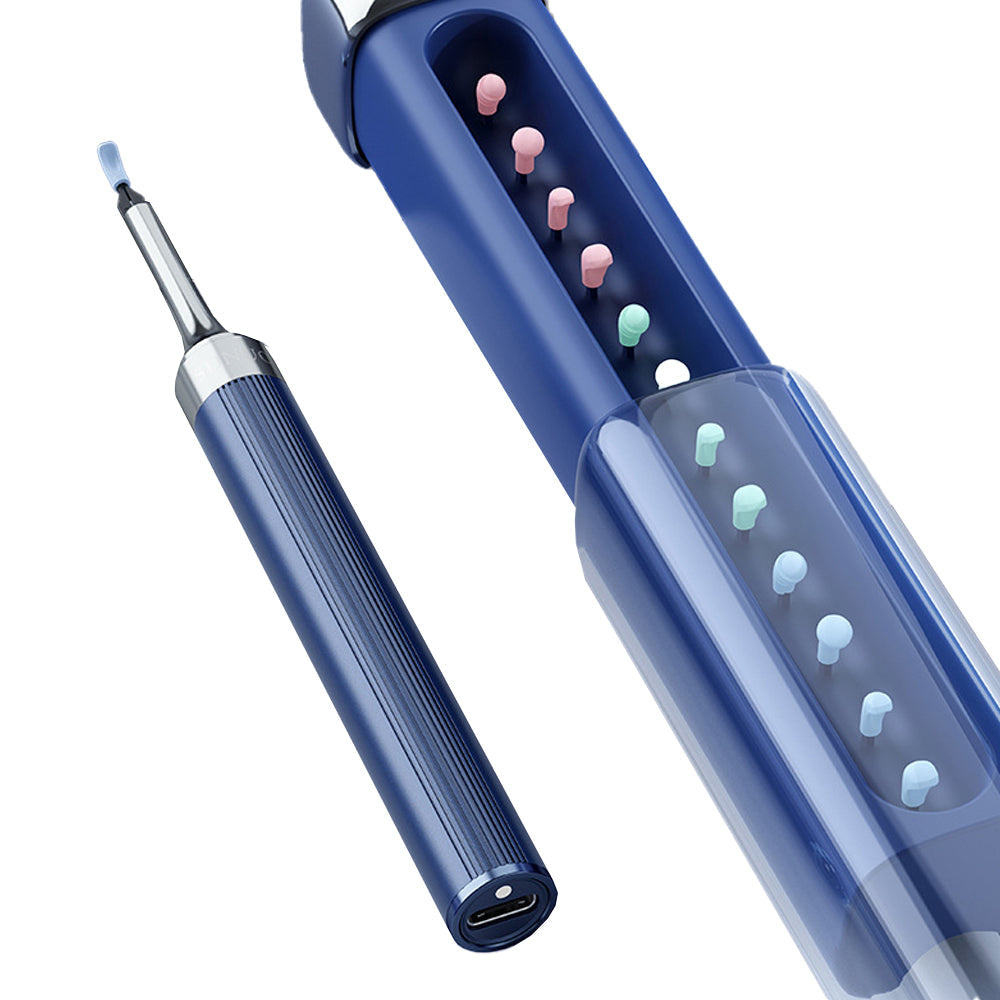 2-in-1 Visual Ear Wax Removal Tool with Ear Scoop Ear Tweezers Ear Cleaning Tool Blue