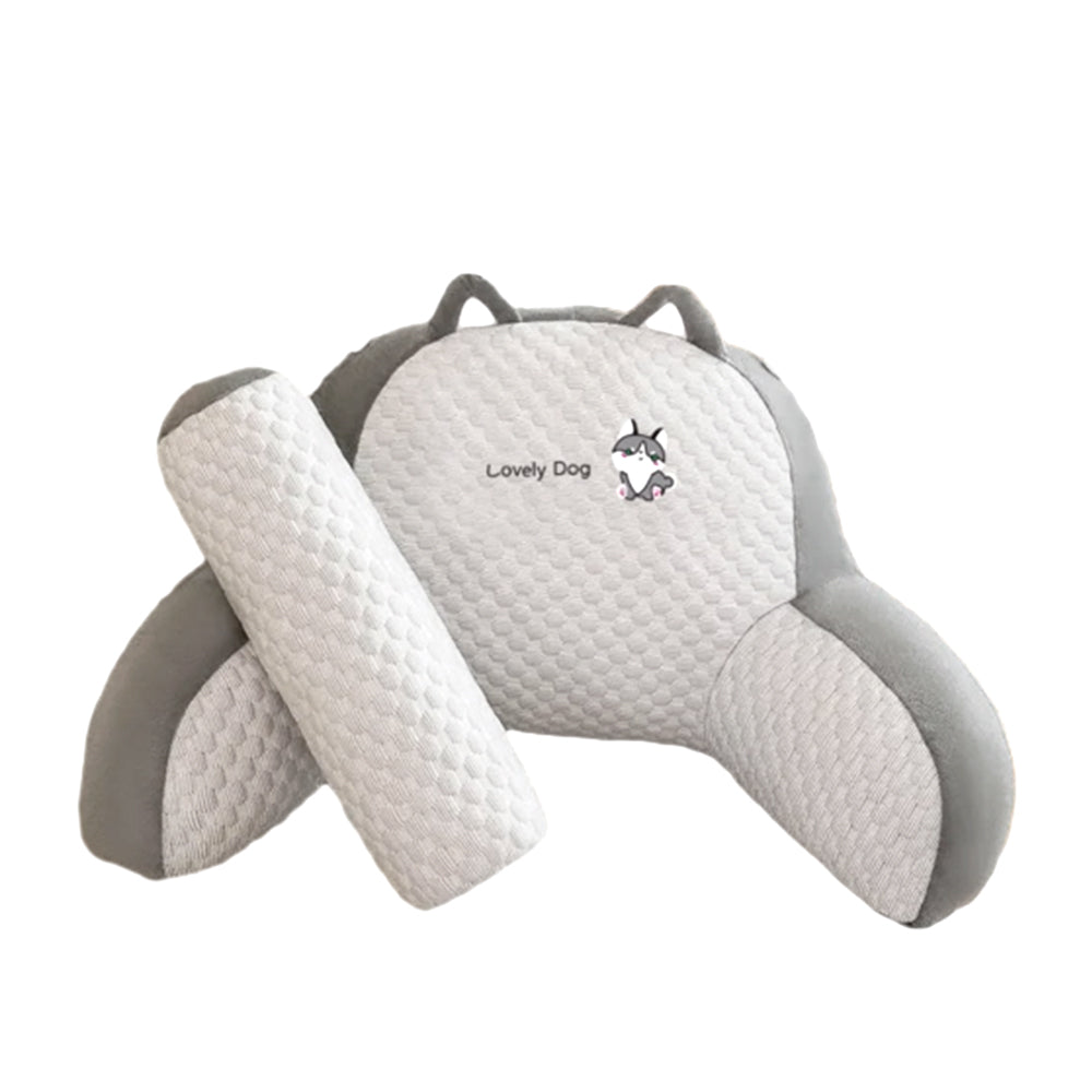 Back Rest Reading Pillow Neck Lumbar Support Pillow Chair Cushion Grey Dog