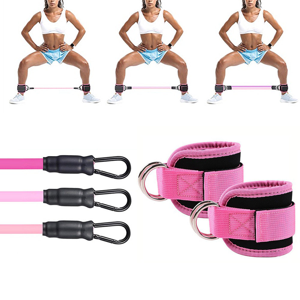6Pcs Set Ankle Resistance Bands for Working Out Butt Exercise Fitness Equipment for Women Pink