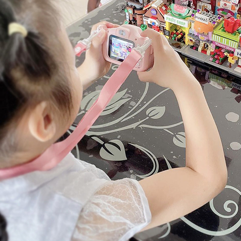 1080P Kids Digital Camera with 64GB TF Card for Christmas Birthday Pink