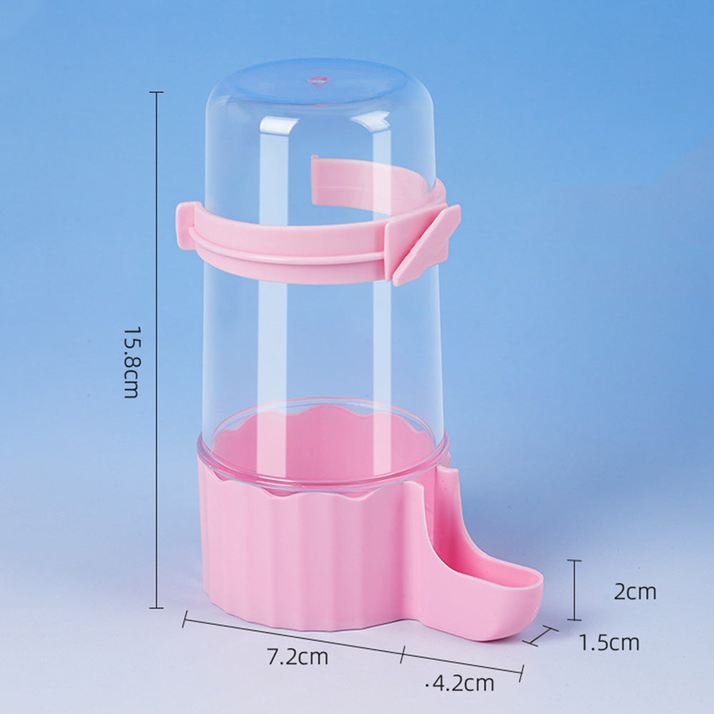 Bird Waterer Automatic Gravity Drinking Fountain with Anti Drowning Tray-Pink