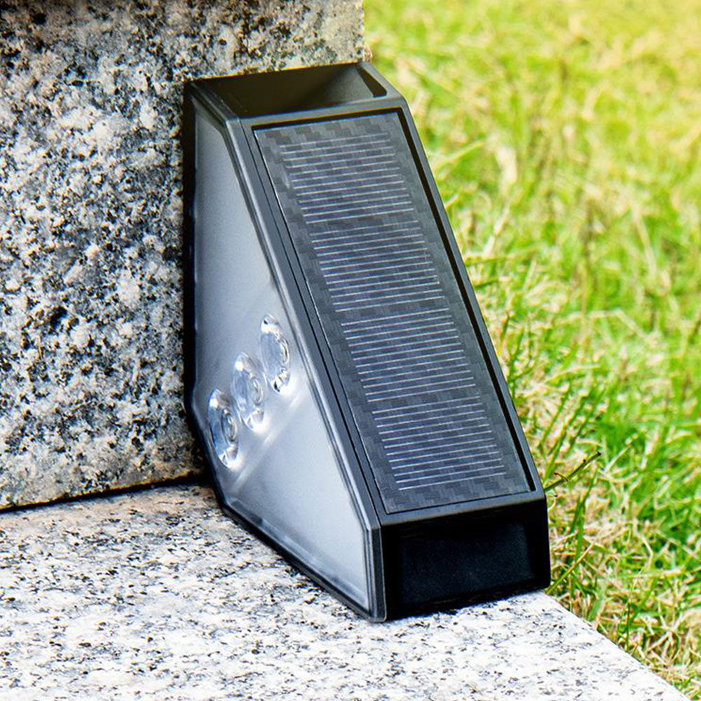 4Pcs Solar Triangle Stair Lights Outdoor Step Lights for Deck Front Porch Patio Decor Warm