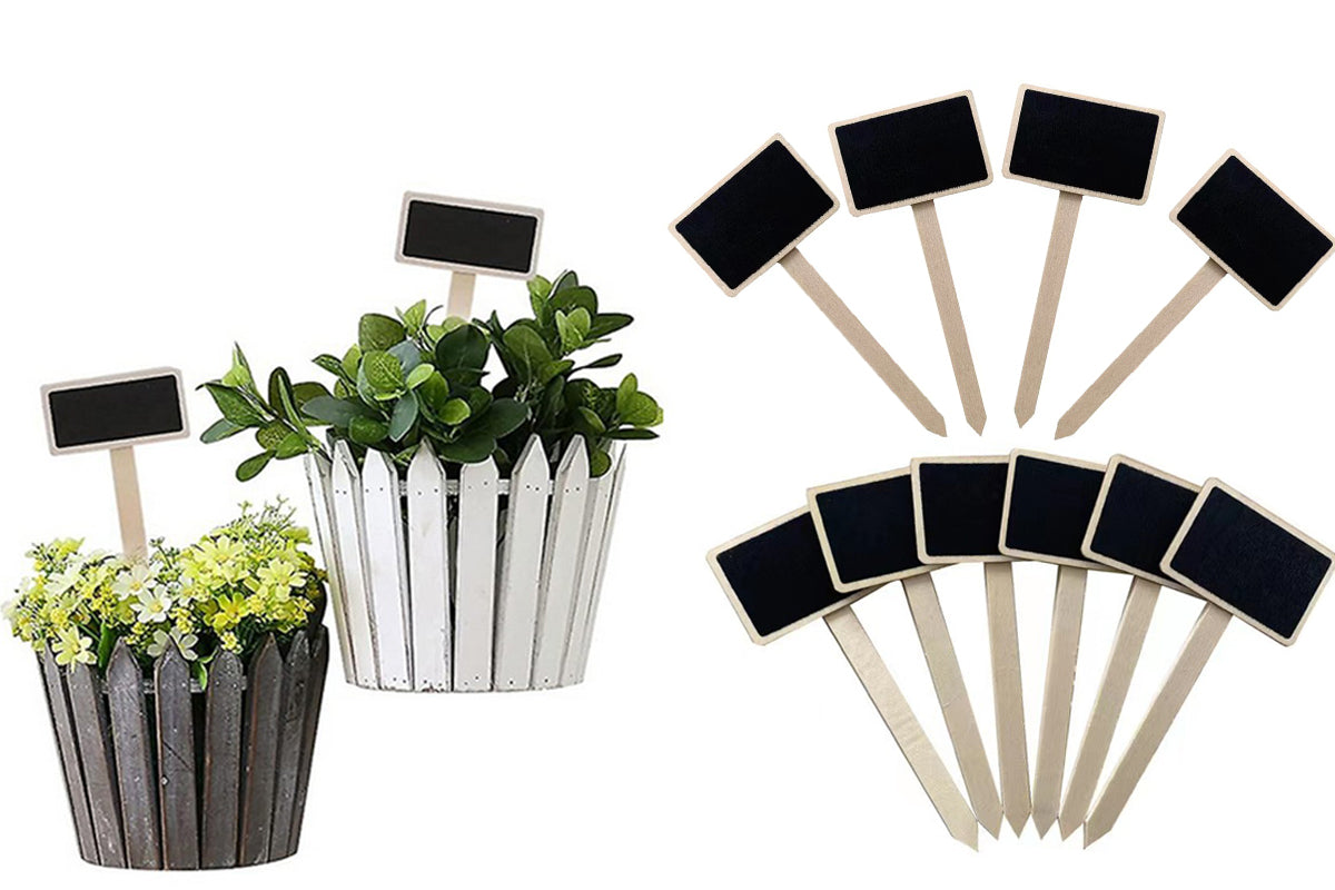 10Pcs Mini Wood Chalkboards Signs Gardening Plant Tags