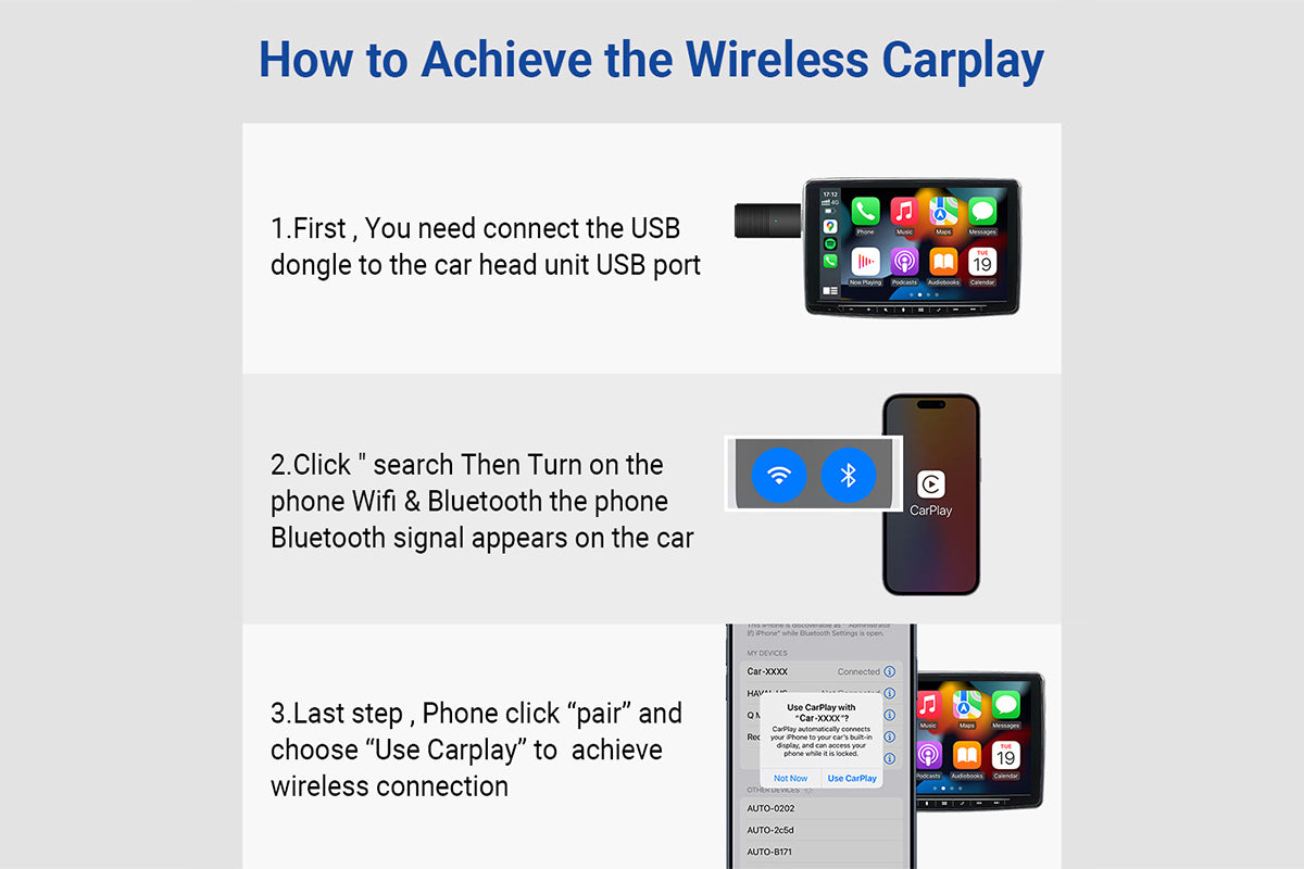 For Apple CarPlay Wireless Adapter Car Play Dongle Bluetooth WiFi Fast Connect