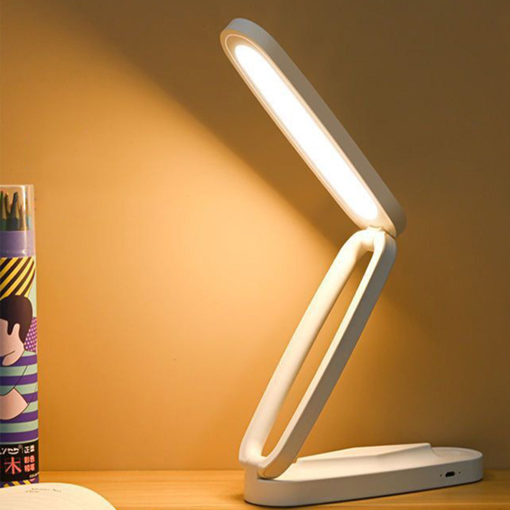 Foldable LED Desk Lamp Touch Dimmable Table Lamp Rechargeable Portable Reading Lamp for Office Home Pink