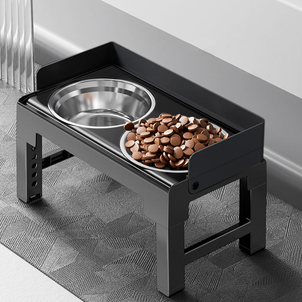 5-Level Height Adjustable Raised Bowl for Pet Dogs Elevated Dog Bowls Black