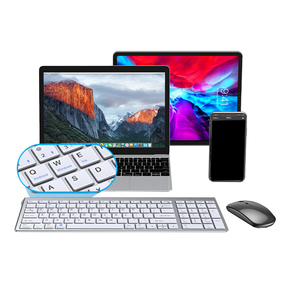 2.4G Ultra-Thin Rechargeable Keyboard Sleek Bluetooth Wireless Keyboard Compatible with Multi-Device Black