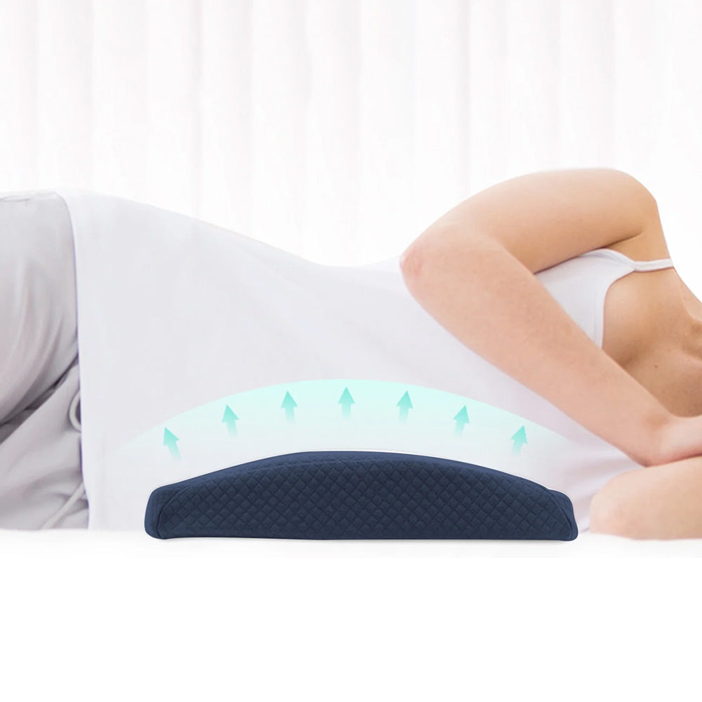 Half Moon Bolster Pillow for Legs Under Knee Support Pillow for Back/Side Sleeping  Navy