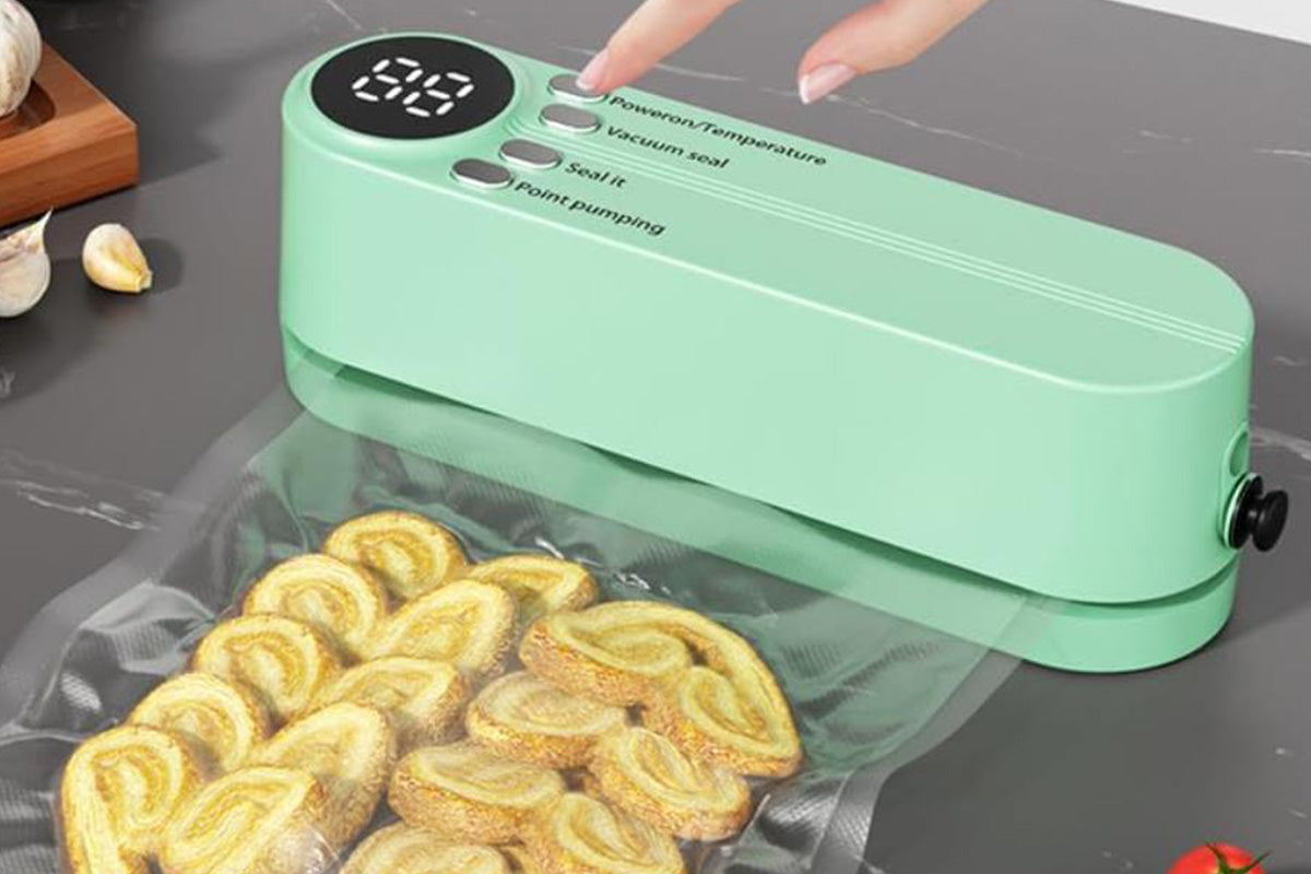 Portable Mini Vacuum Sealer for Food Storage with Rechargeable Handheld Sealing and Air Pump -Green