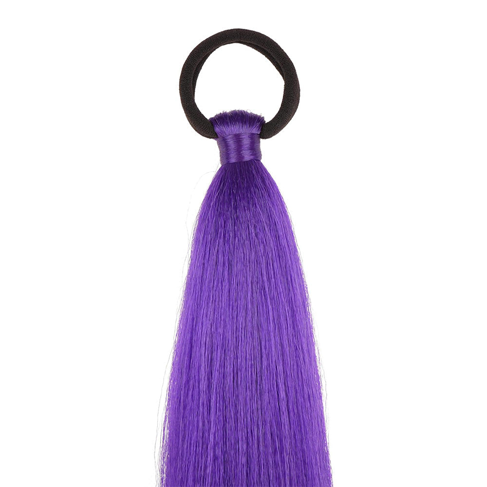 2PCS Purple Ponytail Extensions with Elastic Tie Straight Sleek Wrap Around Braids Purple